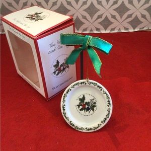 Ceramic Small Plate Holly & Ivy Ornament